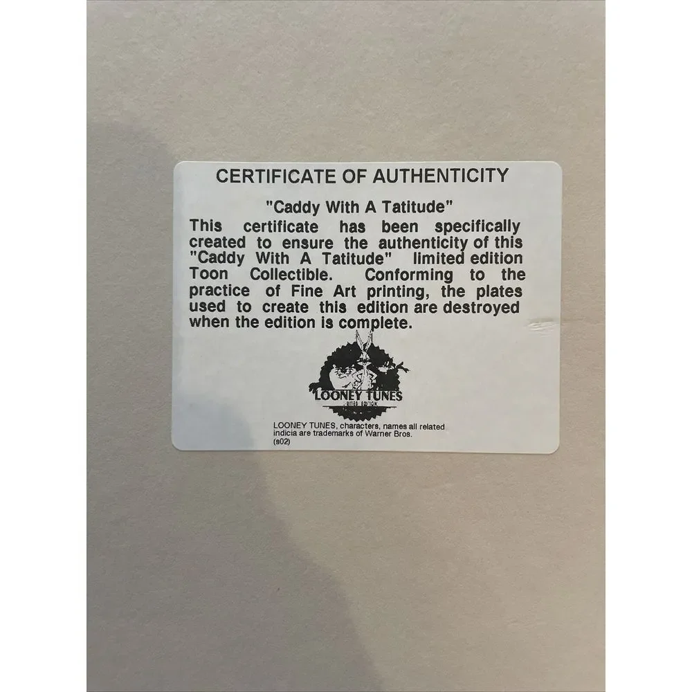 Looney Tunes‎ Caddy With A Tattitude Limited Edition 1110/5000 Golf Tweety Art